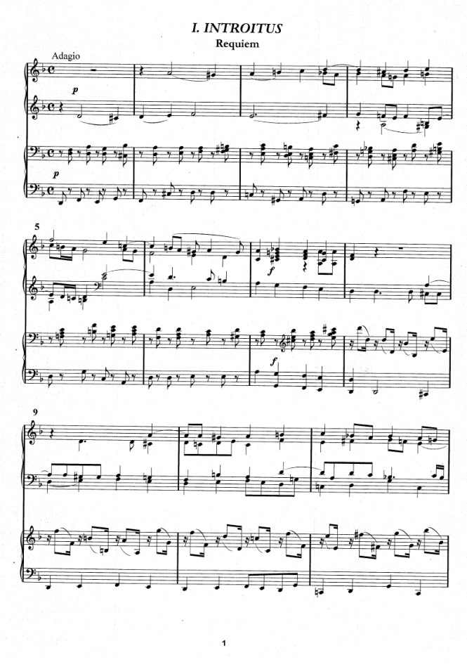 레퀴엠 two piano 편곡 · Introitus 첫 페이지